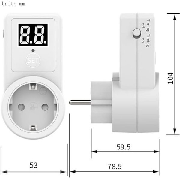 Nedtællingsstik, 220-240V europæisk timer til stikkontakter, elektronisk