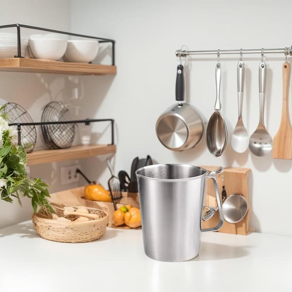 Mätkopp med pip, 1000 ml - Mätkoppar, mätkopp, rostfritt stål, silver