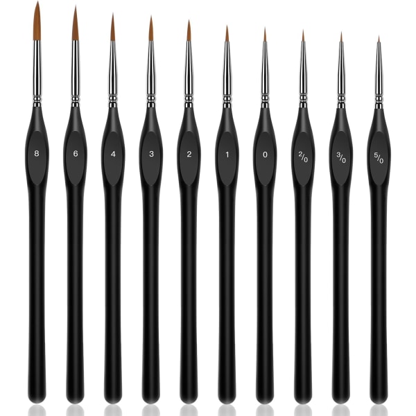 10Pcs Micro Paint Brushes Set with Triangular Handles - For Acrylic, Waterc