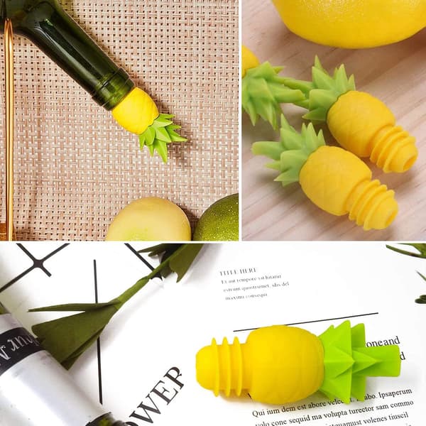4 st Vinproppar för Vinflaskor - Ananas Vinpropp Vinflaskkorkar Återanvändbar Vinflaskpropp