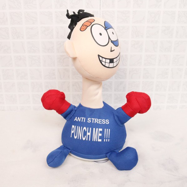 Rolig Punch Me Scream Doll, Interactive Toy Blue 25CM