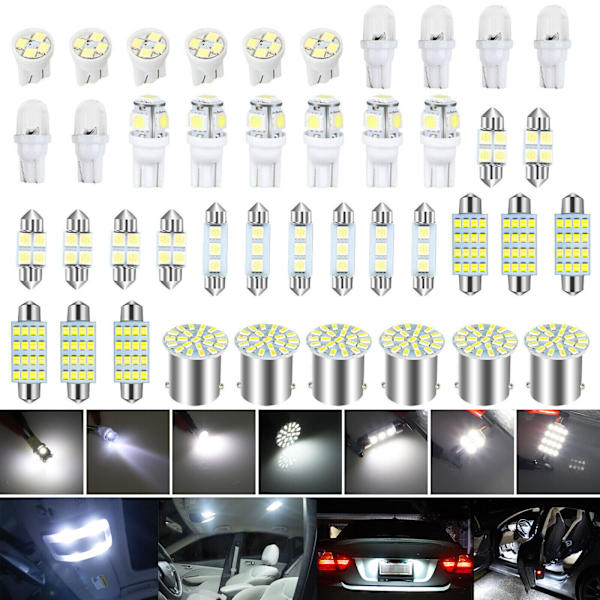 42 st bilar LED-lampor, bil interiör mini glödlampa kit T10 bredd indikator