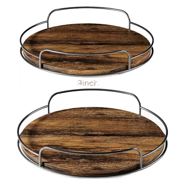 Lazy Susan Snurrbricka - Hållbart Trä 360° Rotation - Stor Lazy Susan Organizerare - Halkfri Bas - Köksförvaring