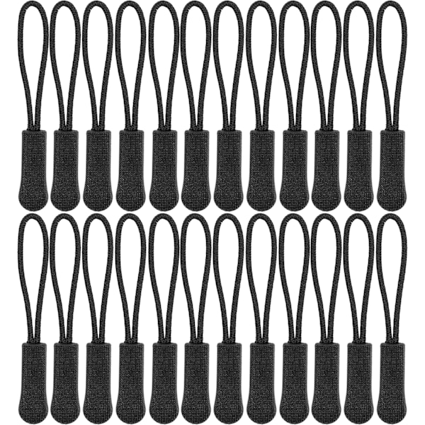 24 st Dragkedjekläppar Insats Svart Nylon Slider för Alla Reparationer, Dragkedjeersättningskläpp för Sportkläder, Ryggsäckar och Jackor