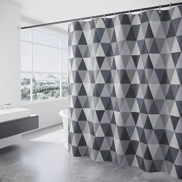 Duschdraperi, duschdraperi 180x200 cm, maskintvättbart duschdraperi i polyester, badrumsduschdraperi, triangelmönster