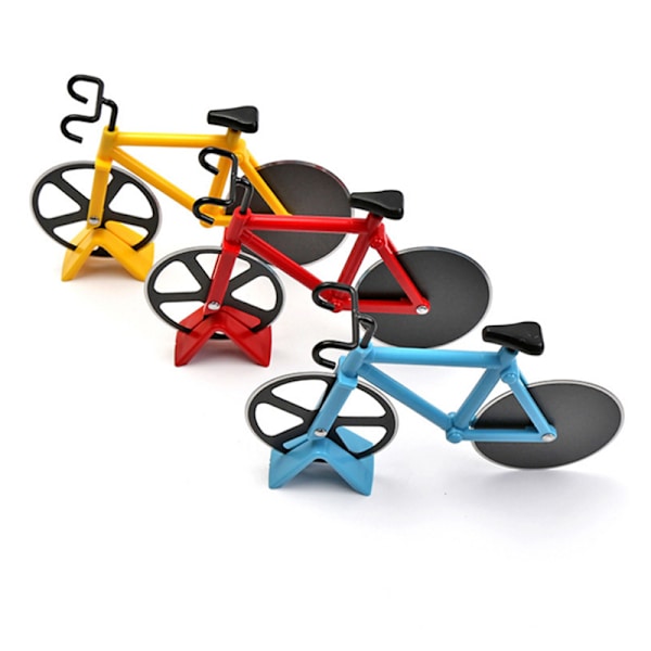 Rostfri pizzaskärare 2 hjul cykelformad pizzaskärare pizzaskärare cykelrund pizzaskärare röd