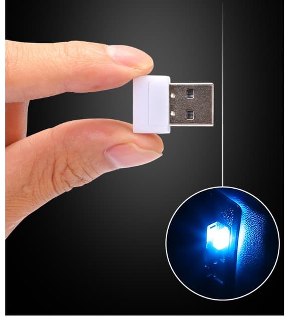 4-pakning USB LED-bilinteriørlys, plugg-inn USB dekorativ nattlys, bærbart bilinteriørbelysningssett