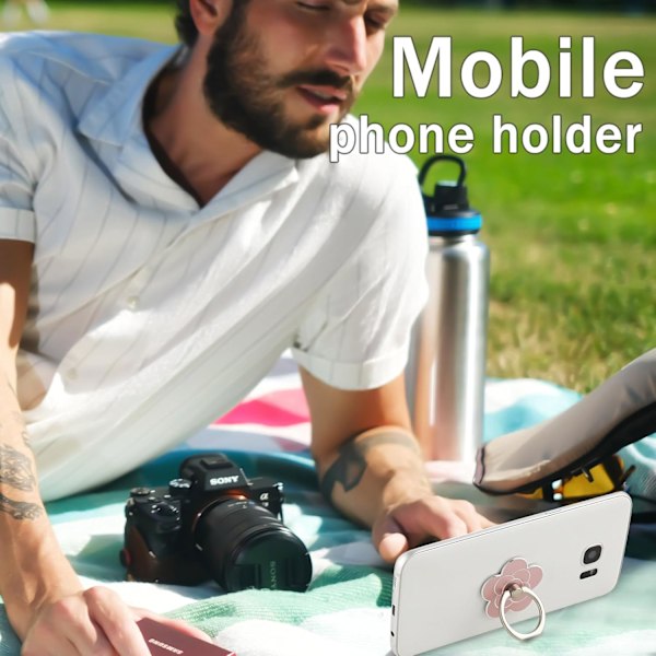 2 stk. Telefonringholder Stativ Mobiltelefon Blomst Fingerringgrep Stativ Metall Universal Tilbehør (Rose Gold)
