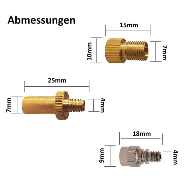 Sykkelventil-adaptersett, Presta-ventil til Schrader-ventil til Presta-ventil C