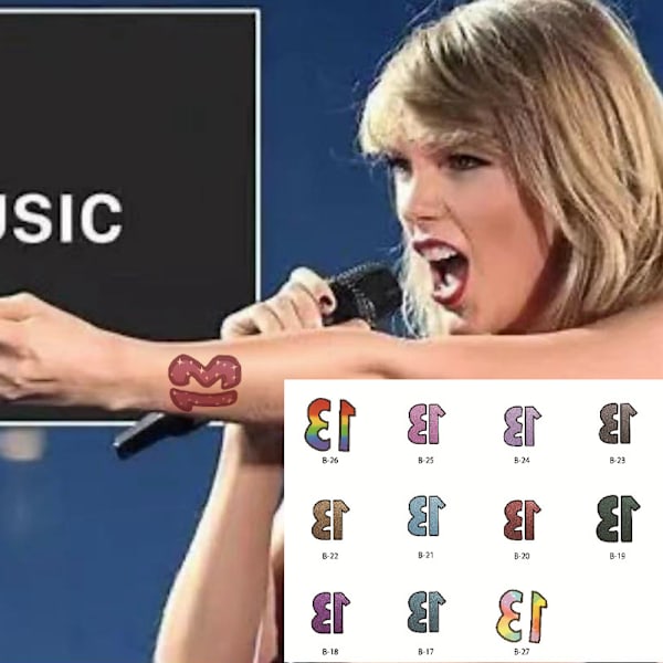 Taylor//13 Hands/13/Tilapäiset Tatuoinnit, Swifties Lahjat Juhlatarvikkeet