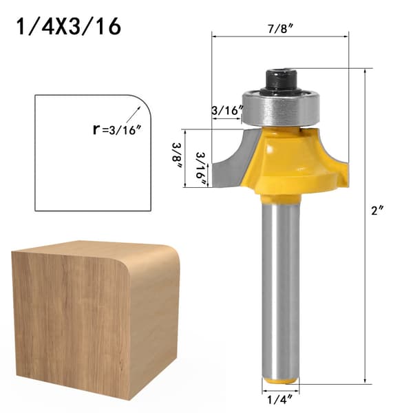 Router Bit Fræser Værktøjssæt - 1/4 Skaft - Til Træbearbejdning - 4 Assorterede Størrelser
