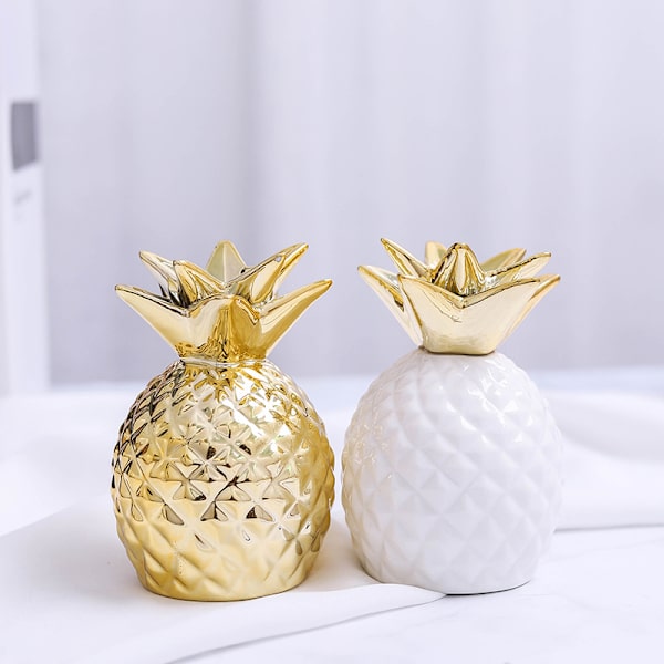 Ananas-aiheinen keramiikkapossu, koriste-esine, kodinsisustus, valokuvausrekvisiitta