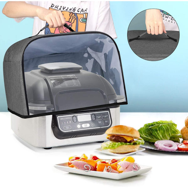 Justerbar Oxfordtyg Vindtät Kök Gadget Brödrost Överdrag - Praktisk Fällbar Design, Tvättbar Fritösduk grå 34*35.5*25cm