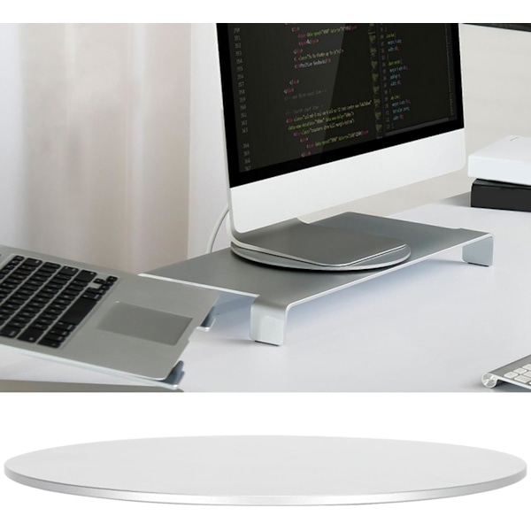 360° Roterande Monitorbas, TV-vridplatta Aluminium 360° Roterande Monitorbas för Datorskärm Halkfri Tabletthållare Silver