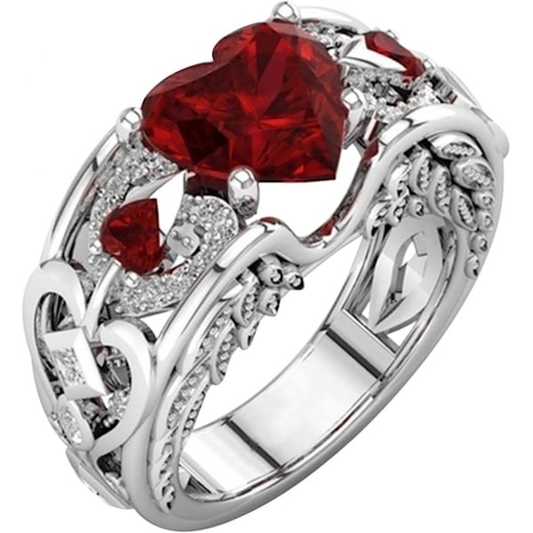 Semi Colon Rostfritt Stål Ring Hjärtformad Diamant Zirkon Kvinnor Mode Tr