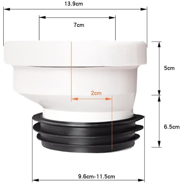 Toalettslanganslutning - Excentrisk Rak Avloppsmunstycke (2 cm)