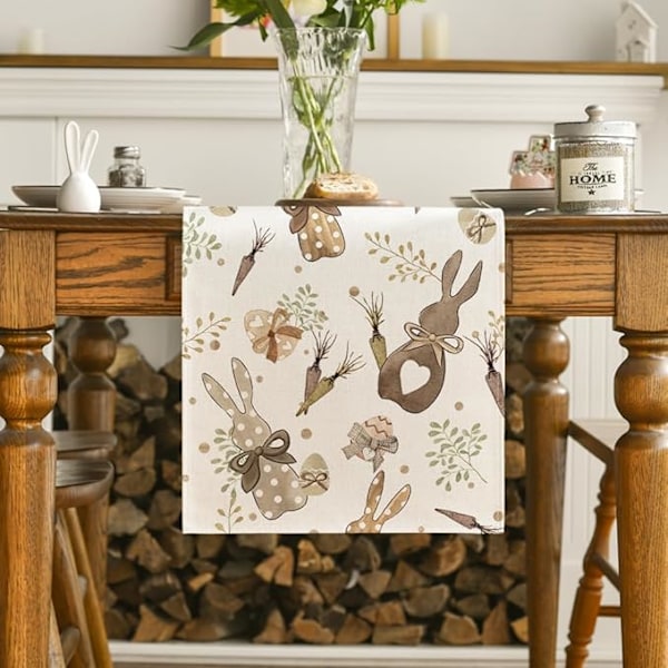 Pääsiäispöytäliina - Pupu - Porkkanat, Pääsiäismunat - Kevään sesonkikoriste, Keittiö, Ruokapöytä, Sisätila, Juhla, Juhlat - 40 x 140 cm