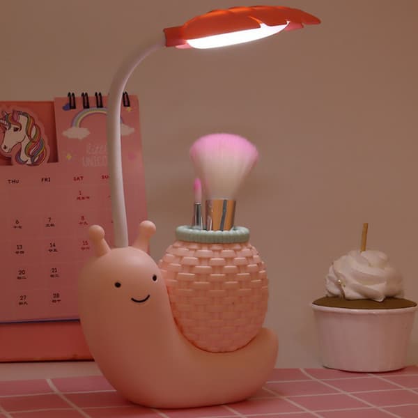 Multifunksjonell USB-ladeskrivebordslampe med pennholder - Rosa 10*5*28cm