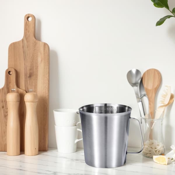 Mätkopp med pip, 1000 ml - Mätkoppar, mätkopp, rostfritt stål, silver