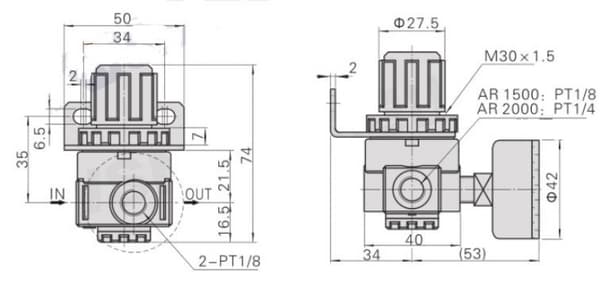 Tryckregulator, Akozon AR2000 G1/4 Tryckregulator Mätare för Luftdriven Kompressor med Tryckmätare
