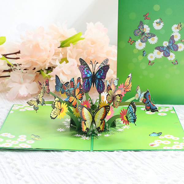 Pop Up-kort Sommerfugle og Blomster - Kæreste og Mor (Fødselsdagskort, God bedring, Tak, Jubilæum)