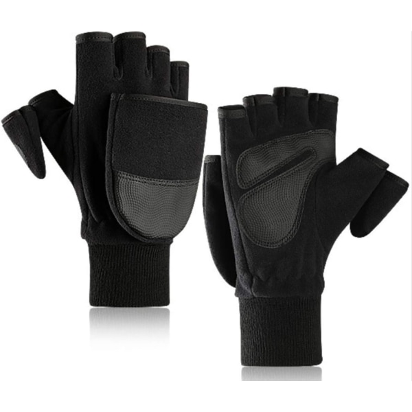 Men's Winter Flip Top Glove 2 i 1 varma fleecehandskar Half Finger Mitt