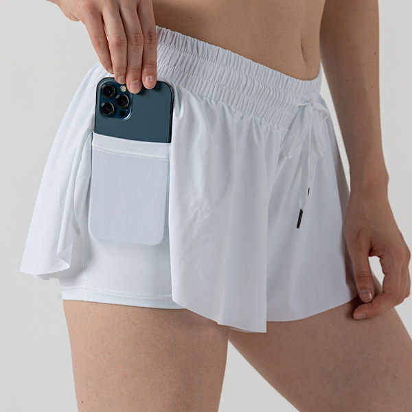 Shorts för kvinnor 2 i 1 Gym Athletic Running Tennis Shorts 34CM ljusrosa