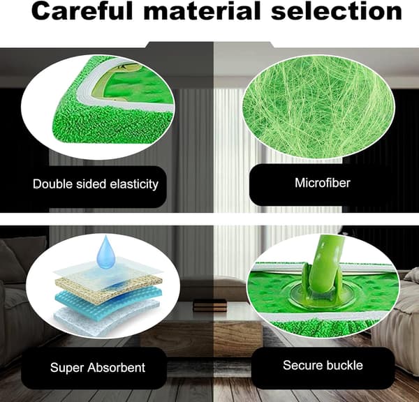 Sæt med 6 mopper: genanvendelige mopper tørre/våde mopper genanvendelige mikrofiber vaskbare til