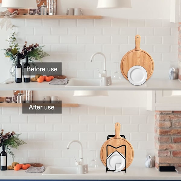 Skärbrädehållare, Grytlockshållare, Skärbrädehållare, Kan Användas För Att Förvara Skärbrädor, Grytlock, Tallrikar, Böcker