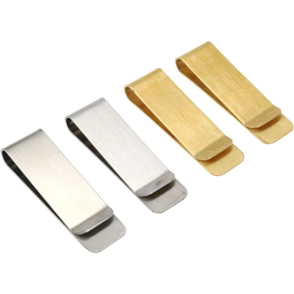 4pcs Metal Money Clip, Stainless Steel Clip Brass Clip Set for Cash and Cre