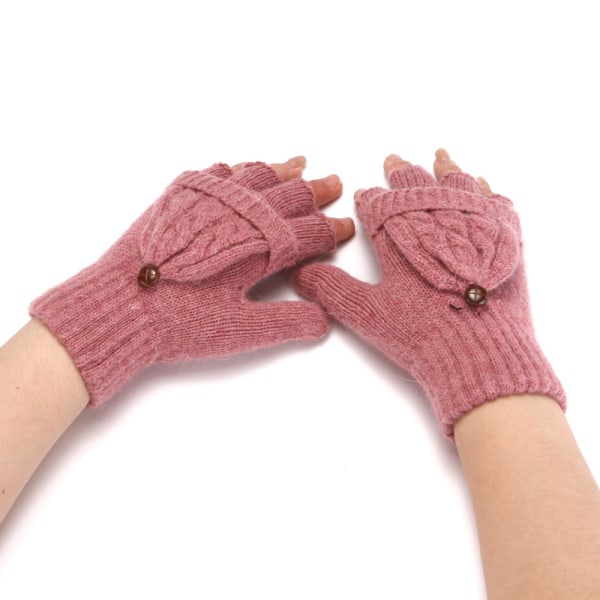 ett par varma stickhandskar för kvinnor - höst- och vinterhampablomma