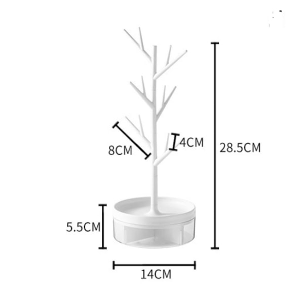 Gren Juveleristativ Med Roterende Base Og Opbevaringsboks Træ Tårn Rac