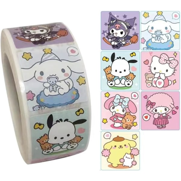 500 stycken Anime Kitty and Friends-klistermärken 2,5 cm (1 tum) Square Kawa