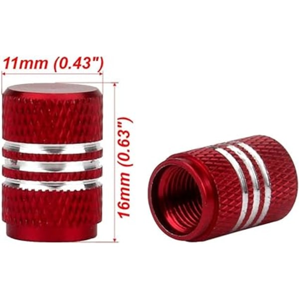 5-pack dammhattar för bil, aluminiumhjul, däckventilhattar, röda