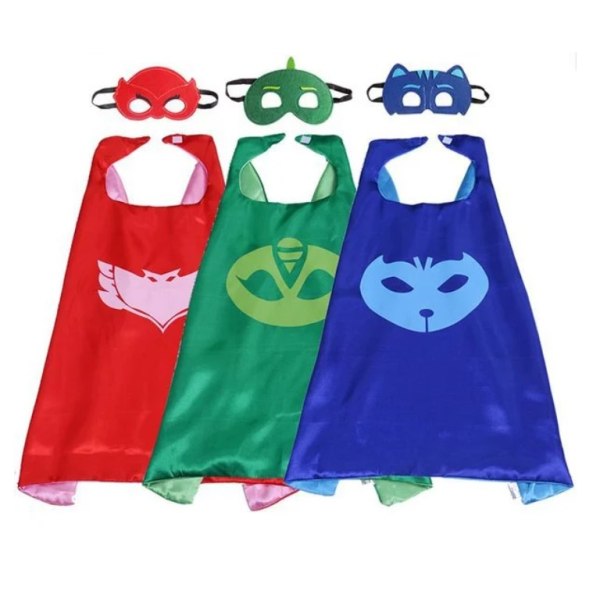 PJ Masks Unisex Kids - 3-pack - Cape, Mask, One Size Passar Alla 70*70CM