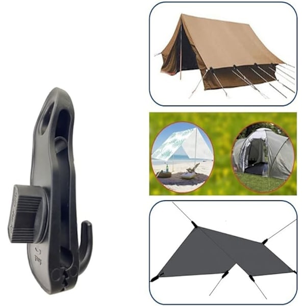 Tält utrustat med dragpunkt haj clip, utomhus camping baldakin krok, stort tältklämma, 6 stycken