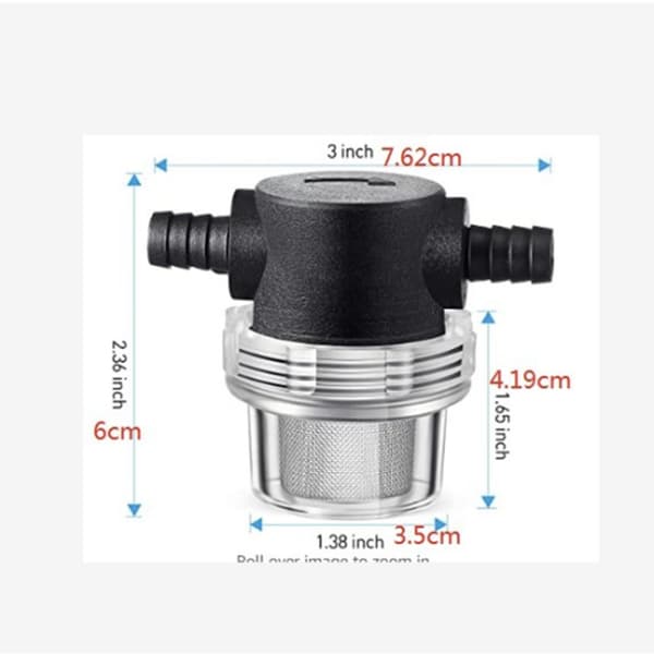 Caravan vannpumpe vannfilter innløp/utløp, rustfritt stål mesh filter