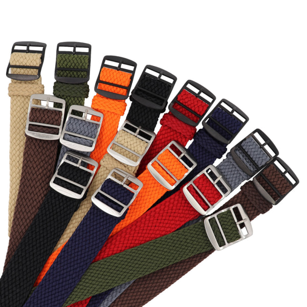 2 Nylon Classic 20mm Watch Straps Green+Orange