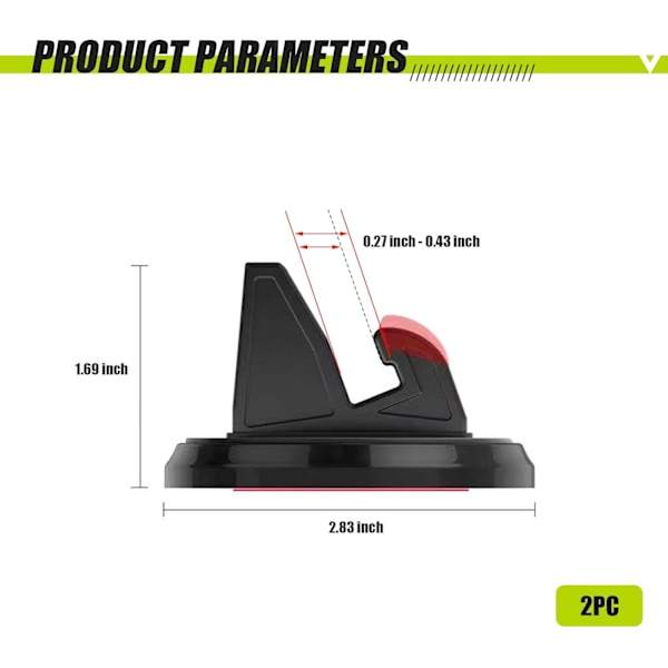 2 stk. Mobiltelefonholder for bilens dashbord, 360° roterbar, Sklisikker navigasjonsholder for midtkonsoll (Svart)