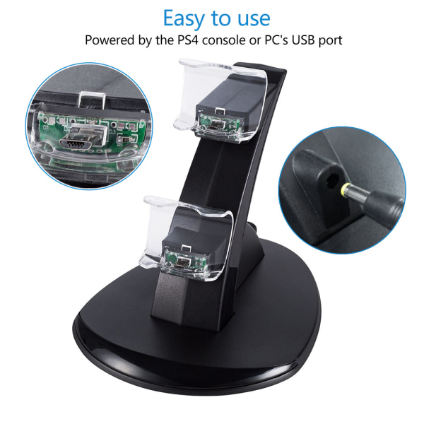 Opladningsstation til PS4 - Oplader til håndkontrol / Playstation Kontrol Sort