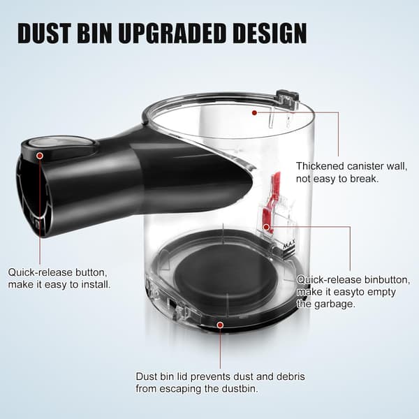Støvbeholder kompatibel med Dyson V6, DC58, DC61, DC59, DC62 med opsamlingsbeholder, egnet til B-port interface