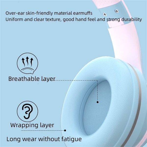 Over Ear Bluetooth Kat Öron Hörlurar, Headset LED Lyser Upp Bluetooth