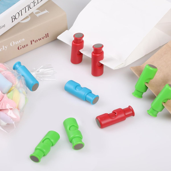 10 stk. matposeklyper, matposeforseglingsklype, plastforsegling for kaffe, nøtter og kjeks