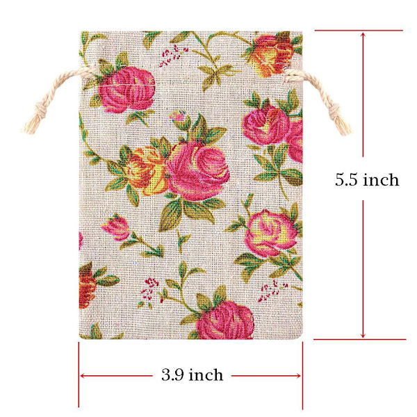 30 Stykker Små Roser Snørelukningsposer Blomsterpose Linned Gave Lomme Smykkepose til Bryllup DIY Håndværk Fest (3,9 x 5,5 Tommer)