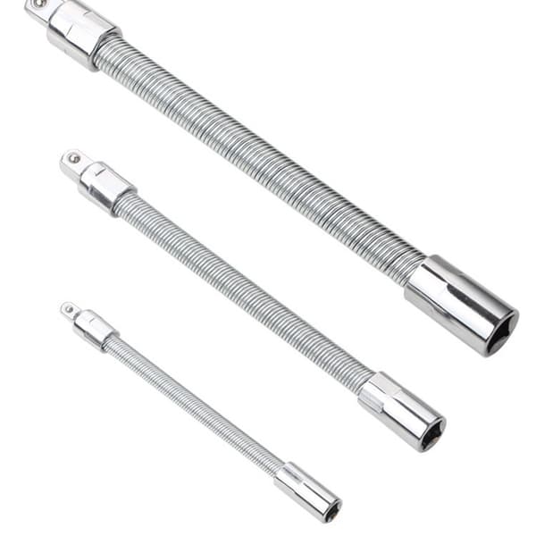 Set med 3 flexibla förlängningar i rostfritt stål Silver 1/4\" 3/8\" 1/2\"