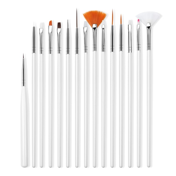 15-delars nagelborstset kompatibelt manikyr, vit