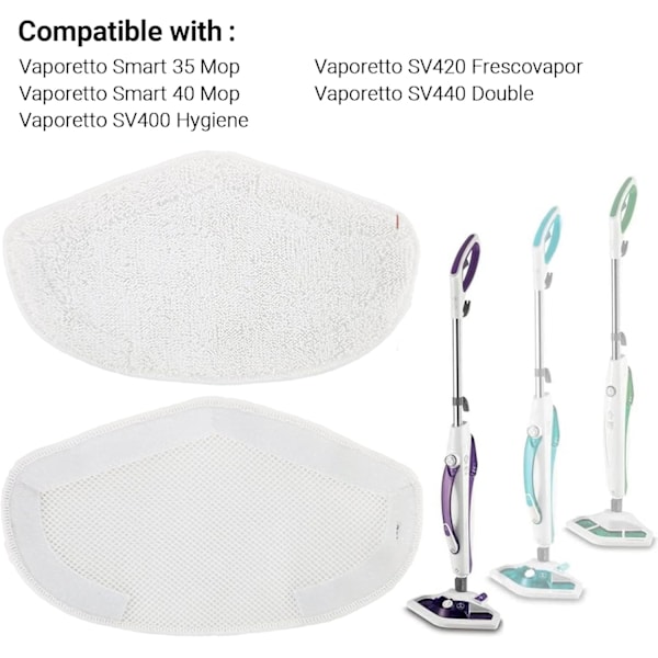 Adapt 3 stk. moppeklud erstatning til Polti Vaporetto, kompatibel med Vaporetto Smart 40Mop、Smart 35Mop、SV400Hygiene、SV420Frescovapor、SV440Double