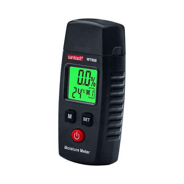 Fuktmätare, LCD-display Fuktdetektor med Grön Bakgrundsbelysning, Stift med 5 Lägen, Mögeldetektor för Trä och Byggmaterial (Batteri Ingår Ej)