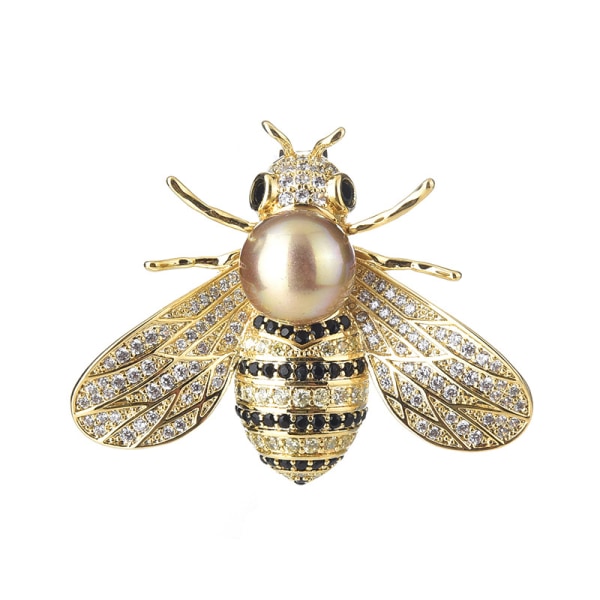 Rhinestone Pearl Bee Brosch Honey Bee Lapel Pin Vintage Crystal Insect