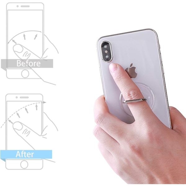 Mobiltelefon Ringhållare Stativ Transparent Fingergrepp 360 Graders Rotation (2 X Silver & 2 X Roséguld)